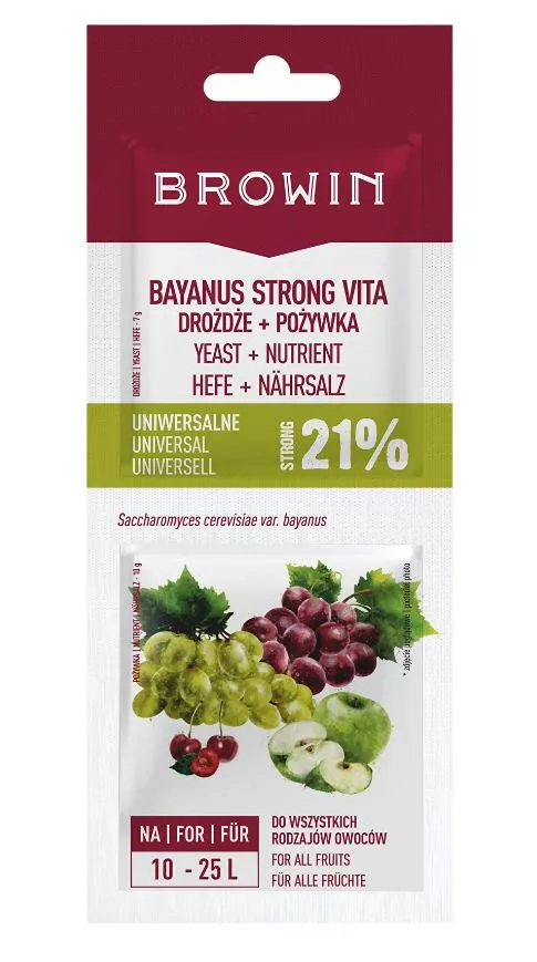 Drożdże Bayanus+ pożywka - Uniwersalne - 21% , 17g Browin