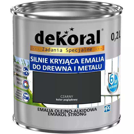 Emalia olejno-alkidowa Emakol Strong Dekoral 0,2 l czarna