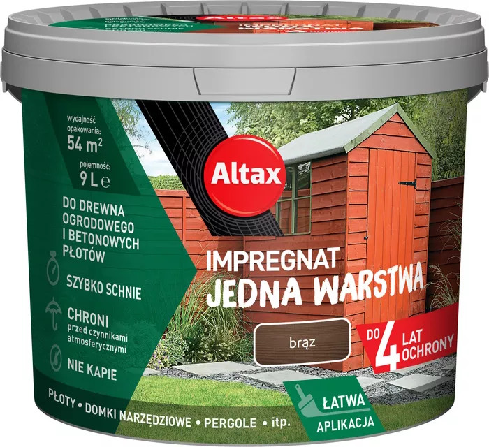 Impregnat do drewna Jedna Warstwa 9l brąz Altax 