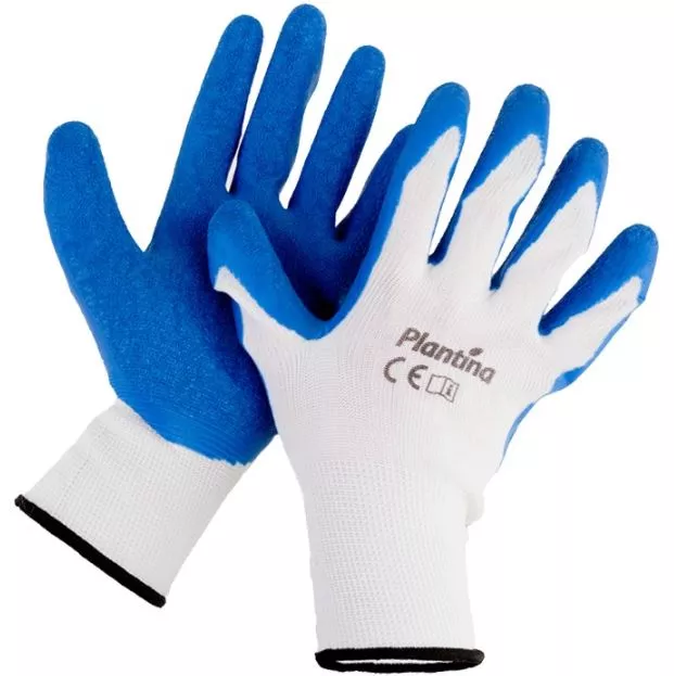 Rękawice ochronne biało-niebieskie poliester-latex - rozm. 6 Plantina
