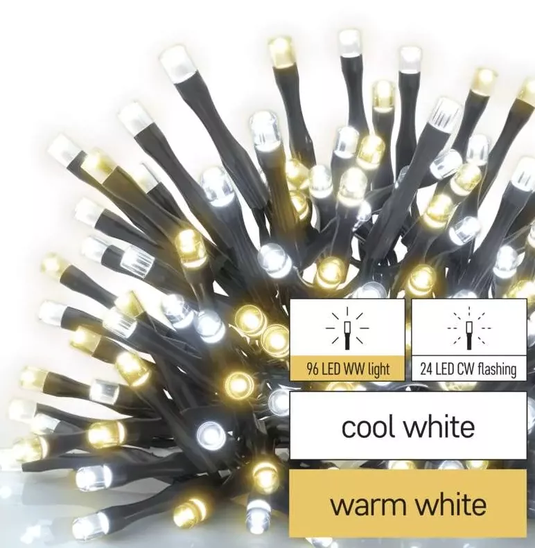Lampki choinkowe 120 LED 12m ciepła+zimna biel 