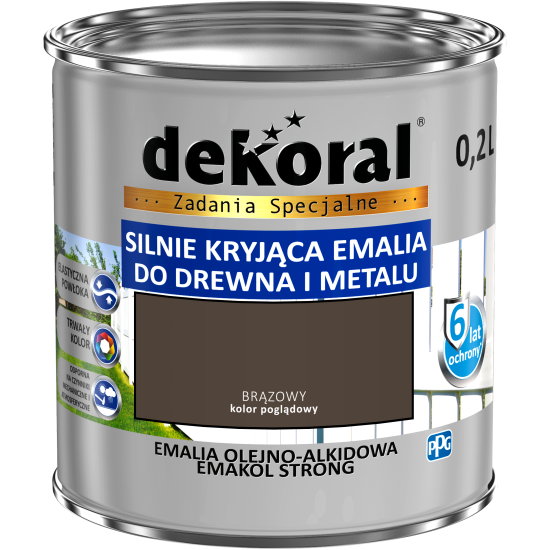 Emalia olejno-alkidowa Emakol Strong Dekoral 0,2 l brąz