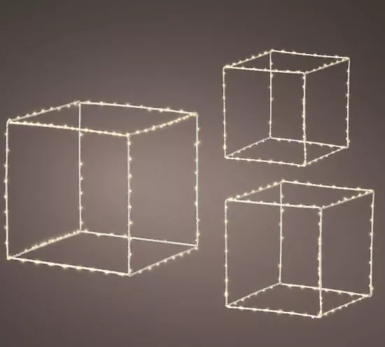 Dekoracja świąteczna zewnętrzna micro LED srebrna "kostka"
