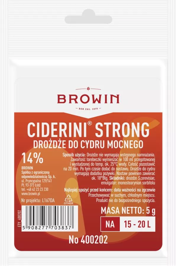 Drożdże cydrowe Ciderini Strong 5 g Browin