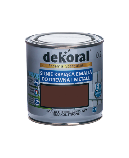 Emalia olejno-alkidowa Emakol Strong Dekoral 0,2 l brąz ciemny mat