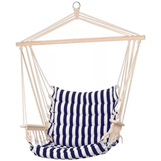 Krzesło wiszące - hamak 100 x 53 niebiesko-białe