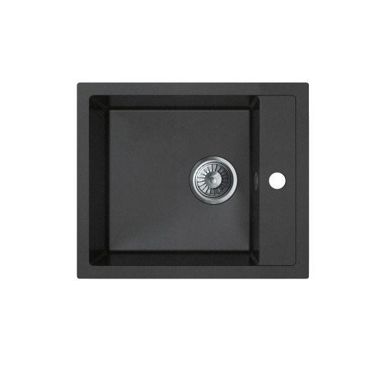 Zlewozmywak granitowy Bravo New 1-komorowy bez ociekacza 51,5 x 43,5 x 18,5 cm z syfonem Space Saver grafitowy