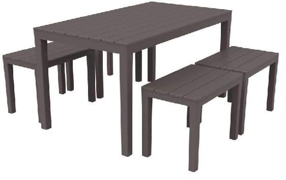Komplet mebli Progarden Samoa MOKKA, stół +4krzesła