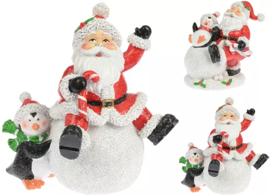 Dekoracja świąteczna Mikołaj na kuli śnieżnej 13 cm