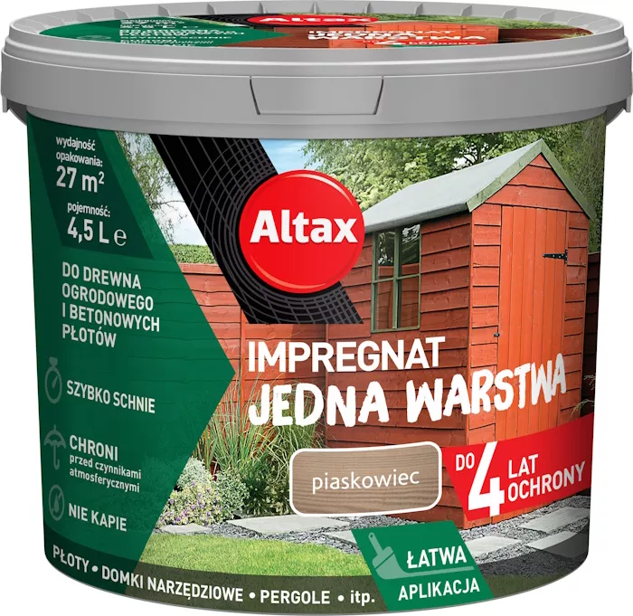 Impregnat do drewna Jedna Warstwa 4,5l piaskowiec Altax 