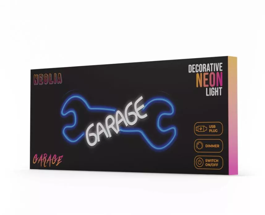 Neon Plexi Led Garage błękit biały Plastrol