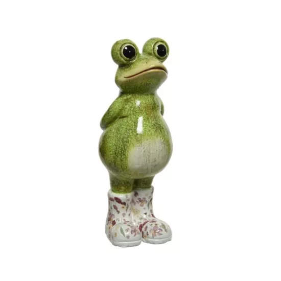 Ozdoba ogrodowa zielona żaba 8,6 x 11 x 24,5 cm