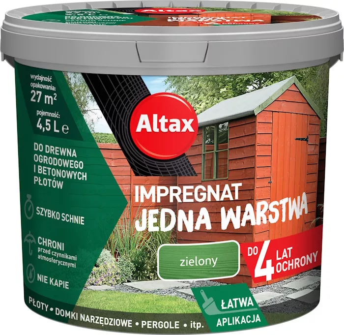 Impregnat do drewna Jedna Warstwa 4,5 l zielony Altax 