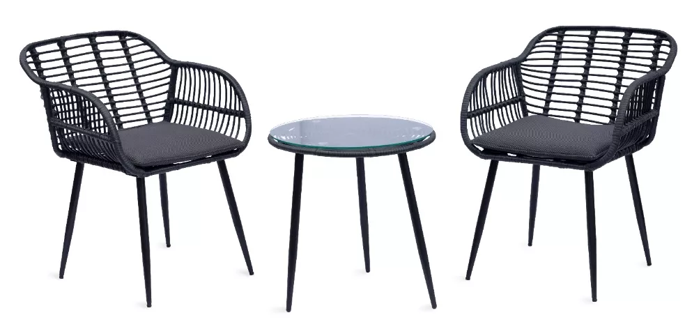 Komplet mebli ogrodowych Porto 2 fotele, stolik czarny